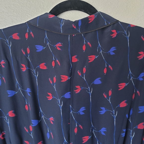 NWT Thakoon Silk Long Sleeve Floral Shirt Dress, Size 4, Color Navy Print - Picture 11 of 13